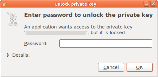 GNOME says, 'Enter password to unlock private key'